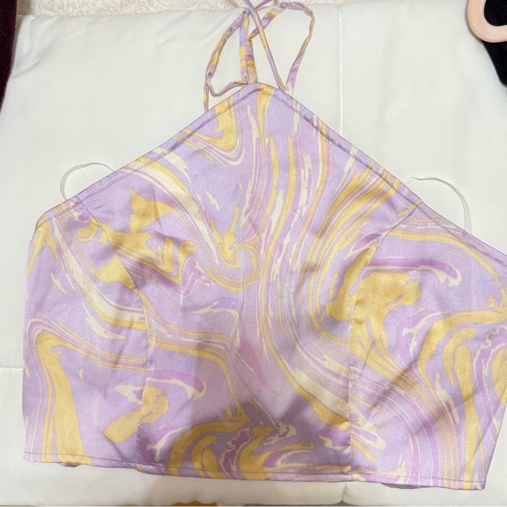 Purple and Yellow Swirl Halter Top